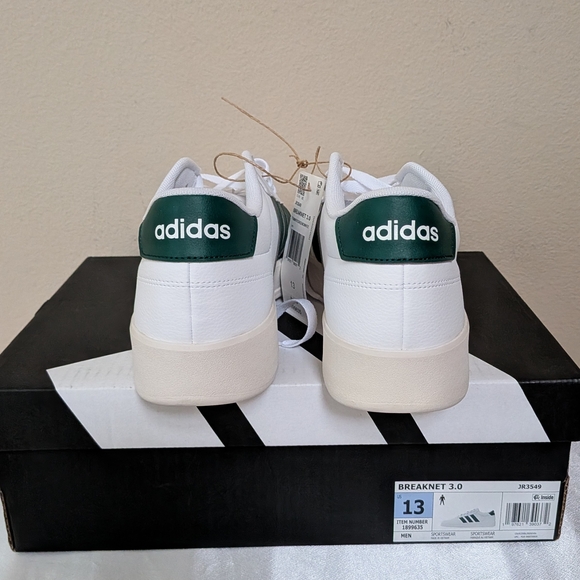 New Adidas Men's Breaknet 3.0 Sneakers Shoes White Green Size 13 - Picture 4 of 5